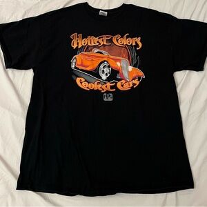 Gildan Black Tee with Orange Car Graphic